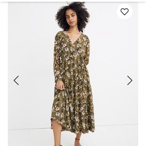 NWT Madewell Olive Green Floral Dress